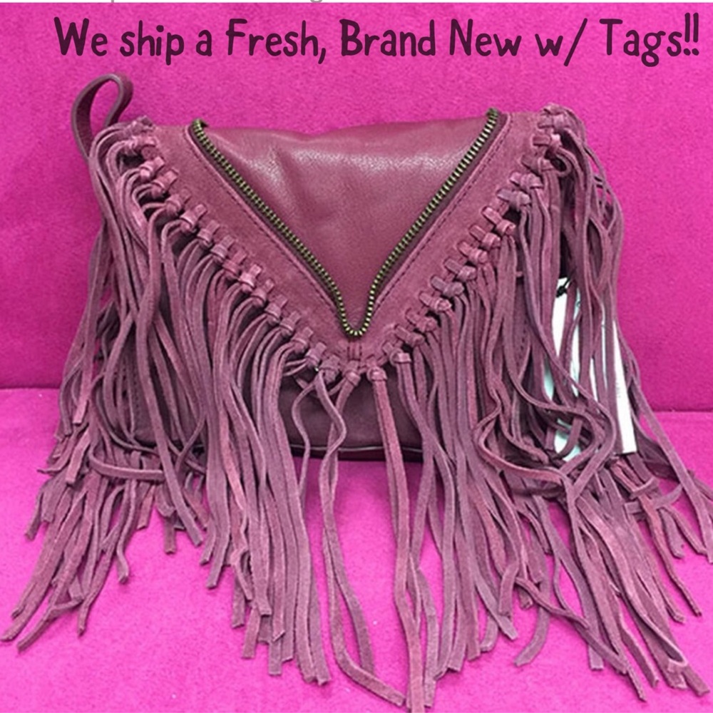Burgundy Suede Boho Fringe Cross Body-Boutique-NWT